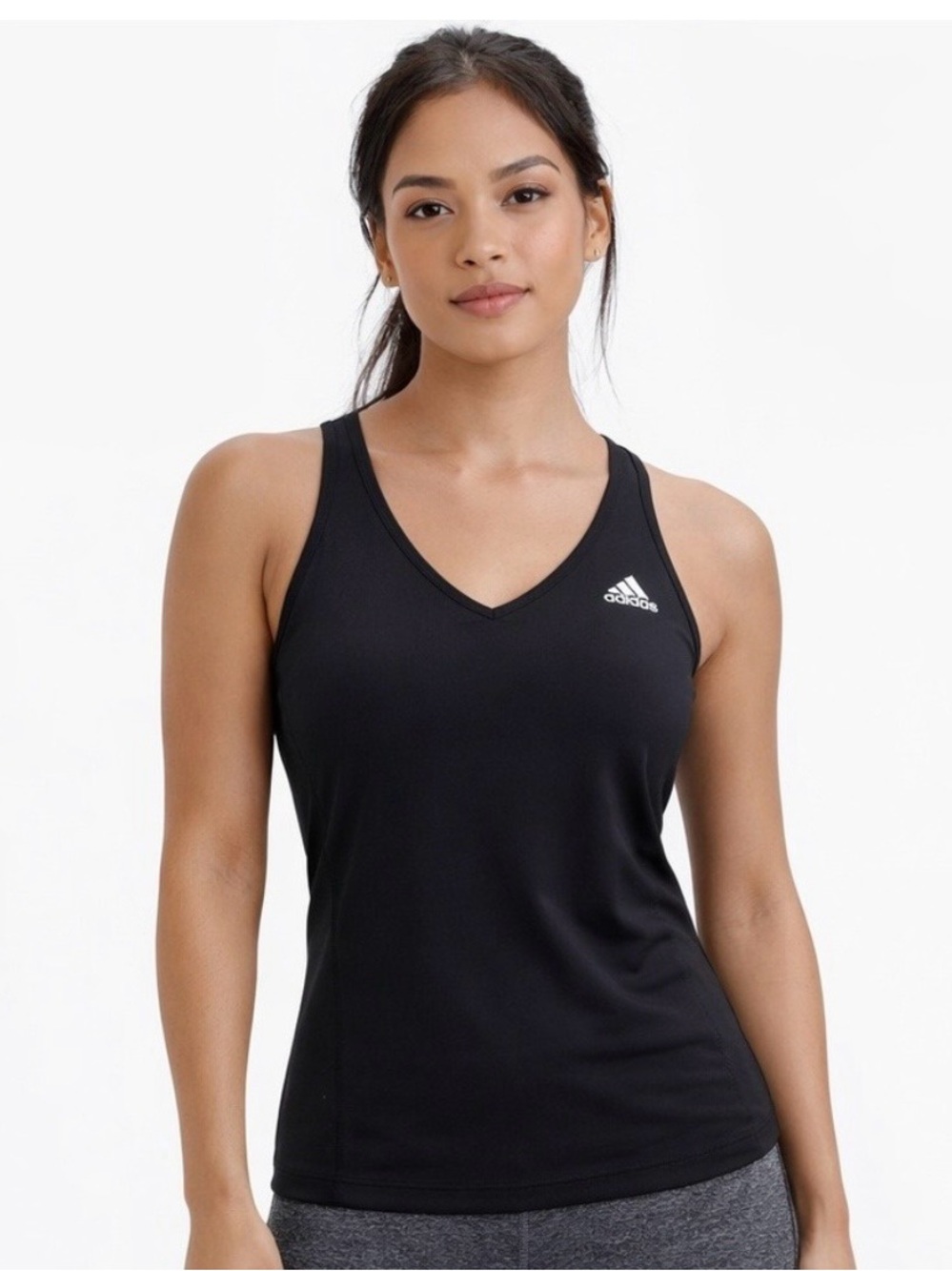 adidas Black V‑Neck core tank top